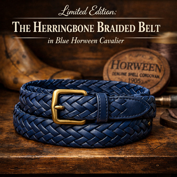 Limited Edition: The Herringbone Braided Belt in Blue Horween Cavalier